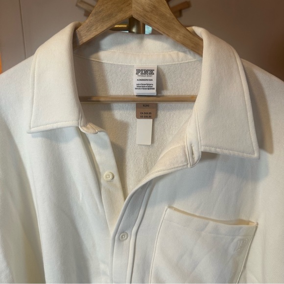 PINK Victoria's Secret Cream Button-Up
Sweatshirt Shacket XL NWT - Picture 2 of 4